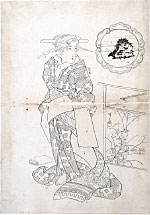 Keisai Eisen Preparatory Drawing for print of 'Beauties of Five…