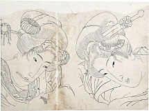 attributed to Keisai Eisen Preparatory Drawing of Double Portrait of Two Beau…