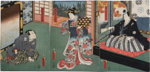 Utagawa Kunisada (Toyokuni III) Actors Bando Hikosaburo V as Sasaki Uemon, Onoe Ki…