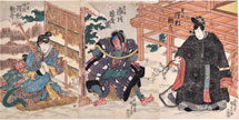 Utagawa Kunisada (Toyokuni III) Sawamura Tossho I as Sadato, Ichikawa Ebizo V as M…