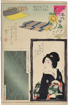 Toyohara  Kunichika, Baiso Kaoru, & others Kimono Fabrics of Tamuraya, the Beauty Kofuyu, and…