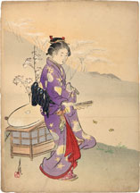 Ogata Gekko Dancer with Folding Fan (Butterfly Maiden)
