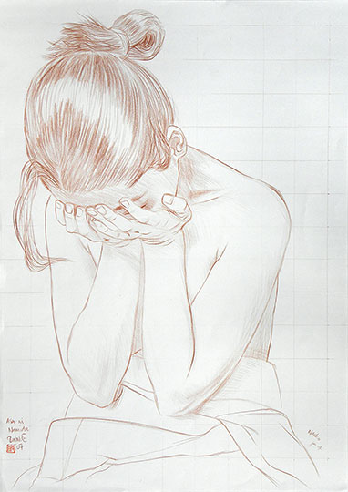 Paul Binnie, Morning tears, conte drawing