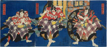 Utagawa Kunisada (Toyokuni III) Actors Sawamura Tossho I, Bando Mitsugoro, and Nakamura Shikan II in the Kurumabiki Scene