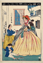 Utagawa Yoshikazu Foreigner Loving Children 