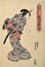 Utagawa Kunisada (Toyokuni III) Iwai Shijaku as the Strong woman Arajishi Danriki