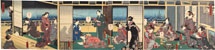 Utagawa Kunisada (Toyokuni III) Right: Related Sleeves in Bay-Dye, Left: Mutually …