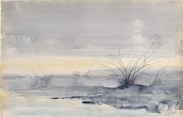 Kakunen Tsuruoka desert grass misty landscape
