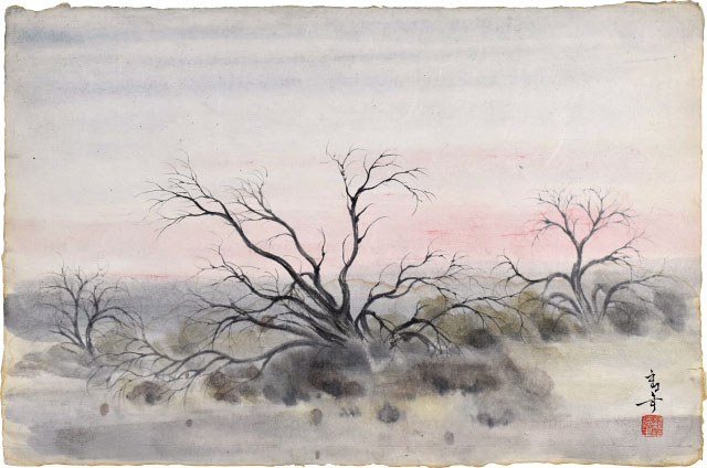 Kakunen Tsuruoka mesquite pink grey sky