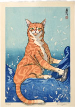 Paul Binnie Cat Feathers Blue 