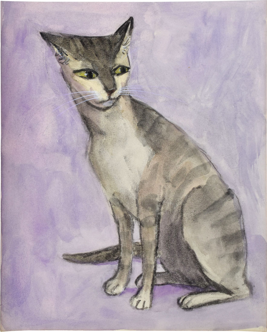 Kyohei Inukai Striped cat with purple background