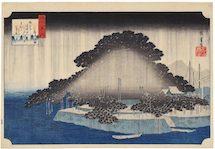 Utagawa Hiroshige Night Rain at Karasaki